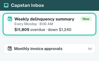 Scheduled summary in the Capstan inbox